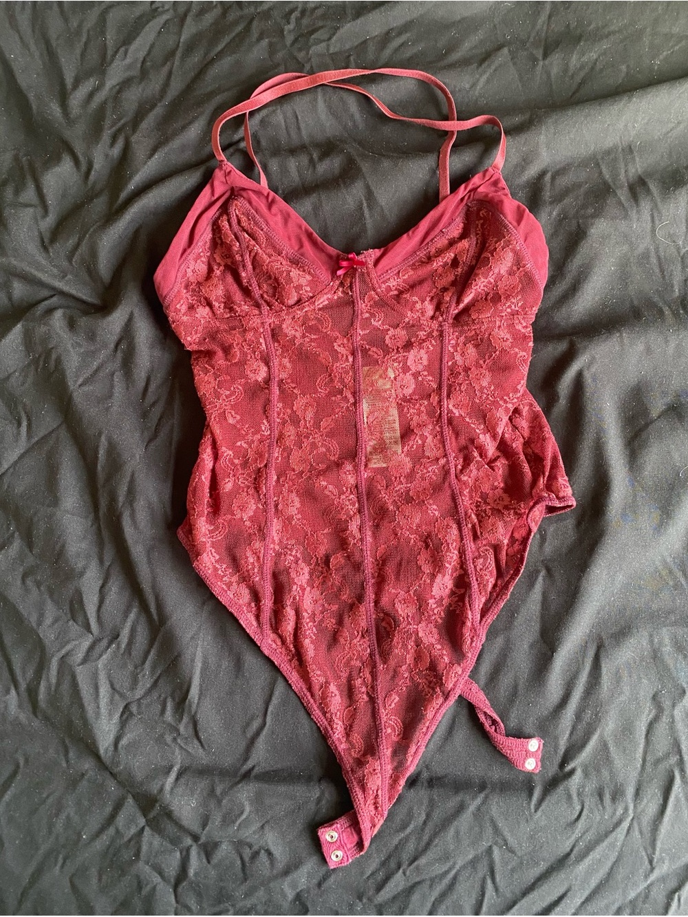 Burgundy Lace One-Piece Bodysuit